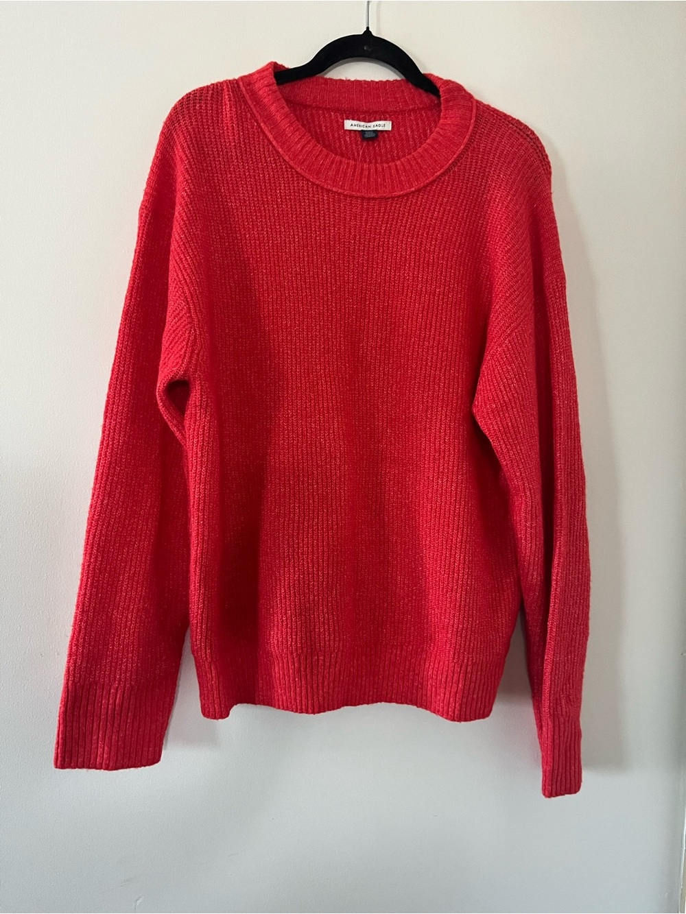 NWT American Eagle Red Crewneck Knit Sweater Medium Cozy Christmas Holiday